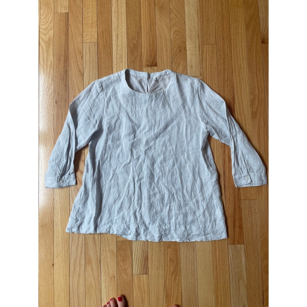 100%‎ Linen Light Grey Top